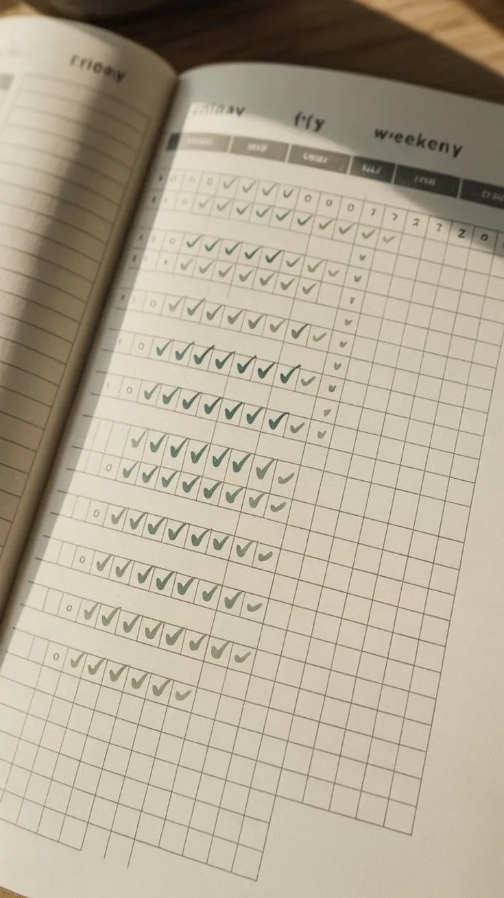 Open planner with daily routine columns